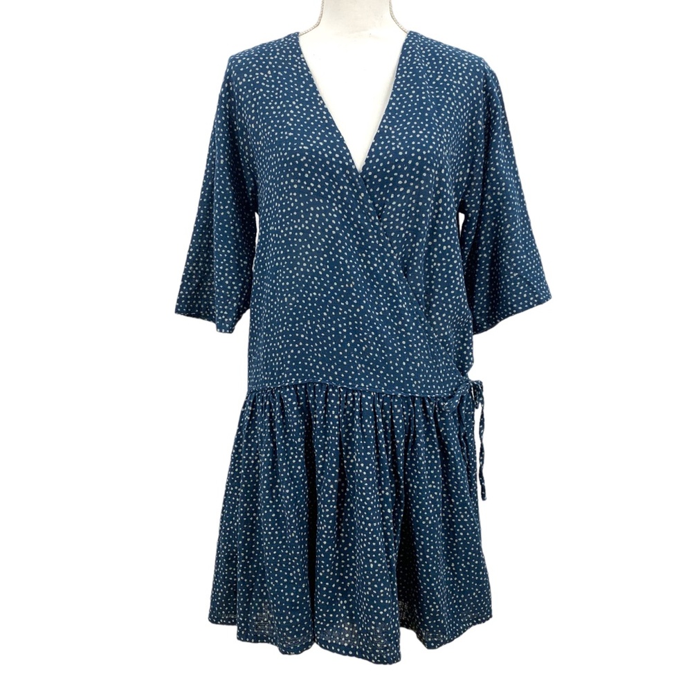 One Teaspoon Starry Night Wrap Drop Waist Gauzy Dress in Navy Sz M